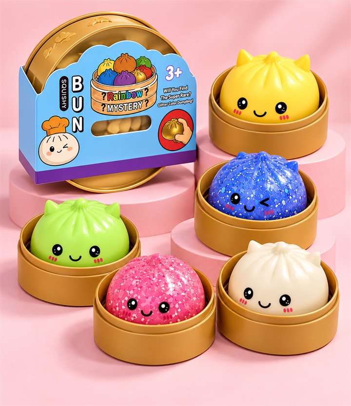Squishies surpresa em formato de bolinho com carinhas
